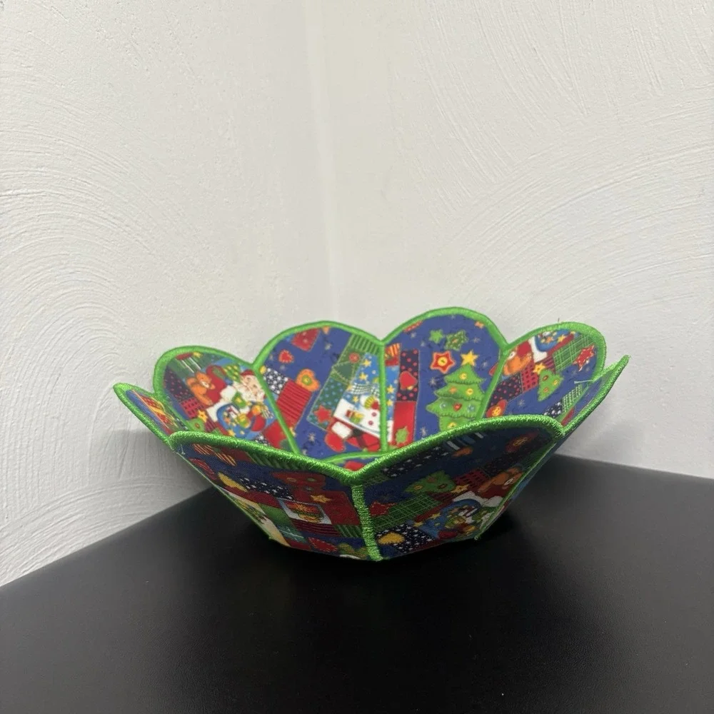 Microwave Bowl Cozy Fabric Set of 2 Christmas Winter Themed Stars Red White Blue